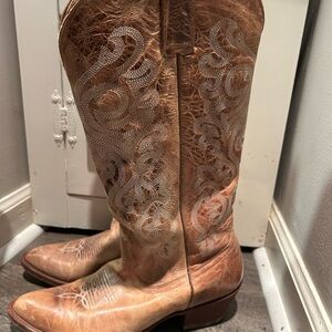 Shyanne Brown and Tan Heeled Boots